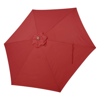 Lanza Chic Eclectic 9 FT 6-Rib Market Umbrella Replacement Cover Canopy for Resort Backyard Hosting - Sunny Coat, Classic Red