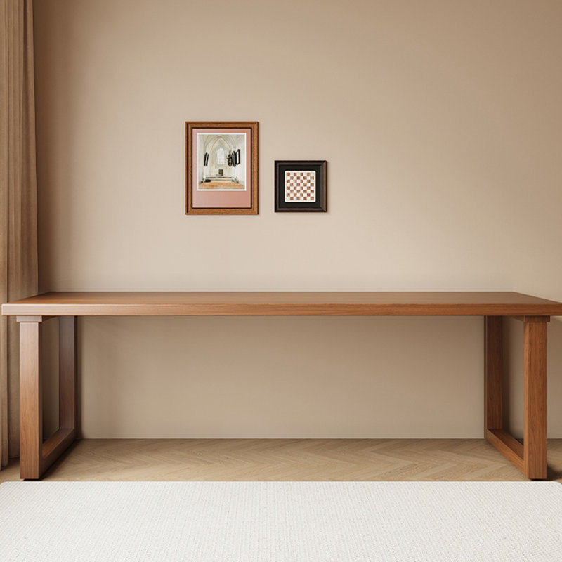 Black Rectangular Solid Wood writing desk, 29.53" H x 78.74" W x 27.56" D, Black Walnut