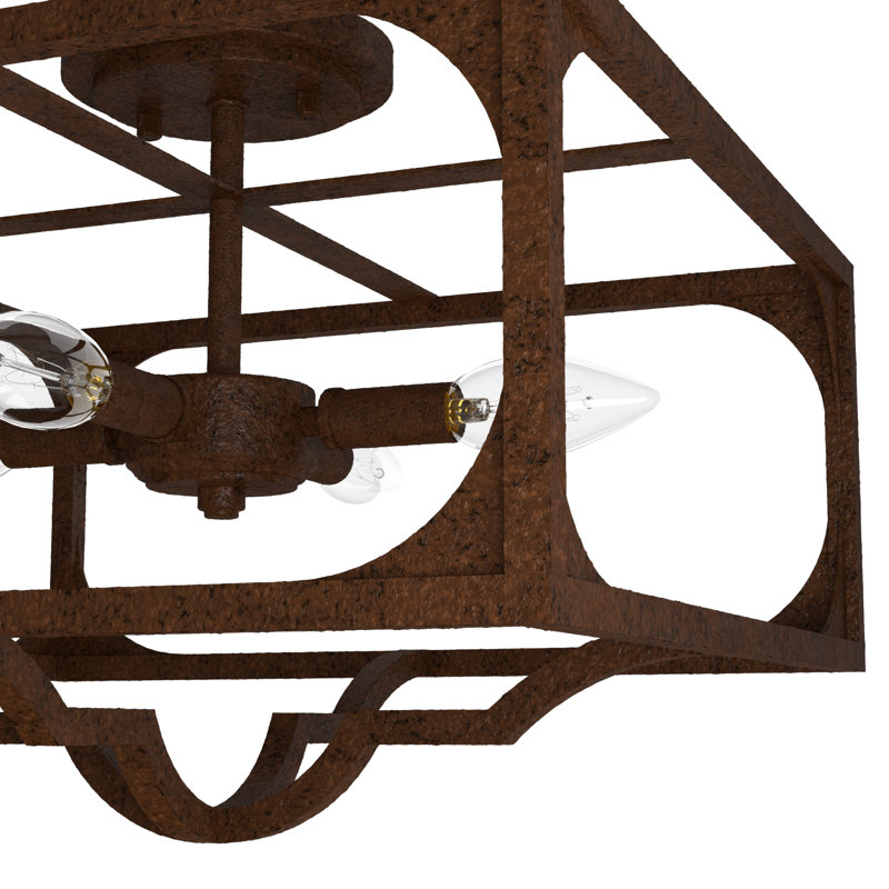 Highland Hill 4 - Light Semi Flush Mount Ceiling Fixture, Textured Rust