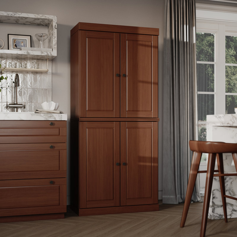 Bryani 100% Solid Wood Tall Kitchen Pantry Cabinet with Doors, Adjustable Shelves, Modular Kitchen Storage Cabinet, 32" W x 71.5" H