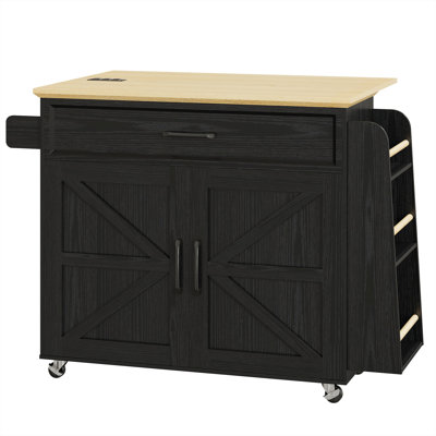 35.4" W Rolling Kitchen Island Table With Drop Leaf, On Wheels, Storage Cabinet, Drawer, Spice Towel Rack, White by Gracie Oaks