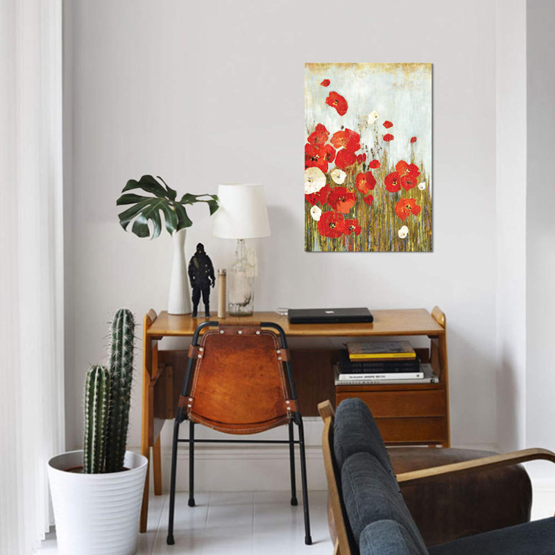 «Poppies in The Wind», reproduction sur toile, H 12 po x l 8 po x P 0,75 po, Toile tendue, Pas de tapis