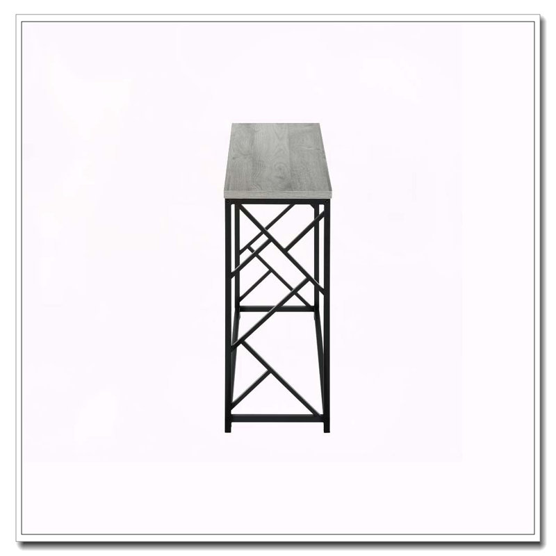 Table d'appoint, console, vestibule, étroit, canapé, salon, chambre à coucher, stratifié gris, métal noir, contemporain, moderne