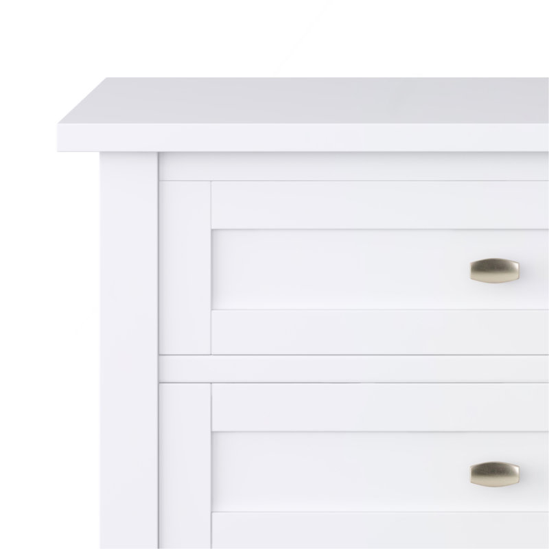 Table de chevet transitionnelle en bois massif Warm Shaker, Blanc