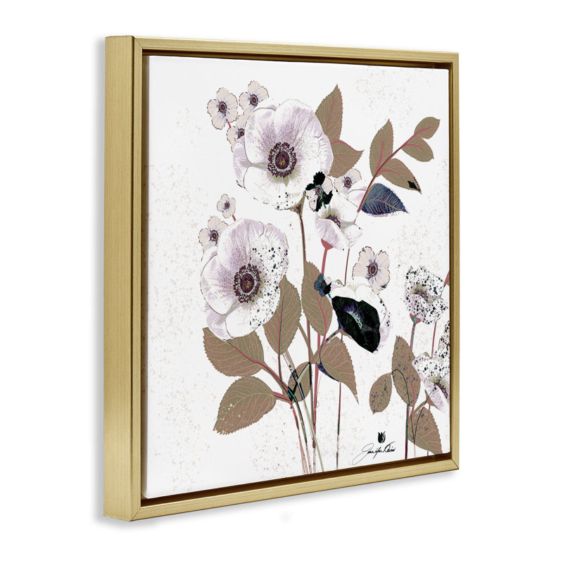 Art mural sur toile, "réponse de fleurs priées", par Joan Davis, H 18 po x l 18 po, Cadre flottant gris lustré