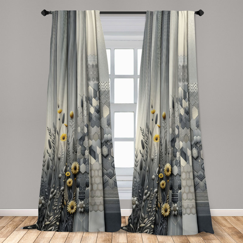Ivanne Semi Sheer Curtain Pair, 28" W x 63" L