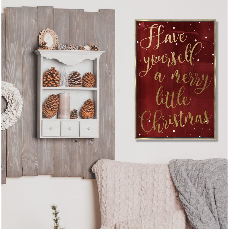 «Have Yourself A Merry Christmas», reproduction d'art textuel, H 15 po x l 10 po, Cadre flottant doré
