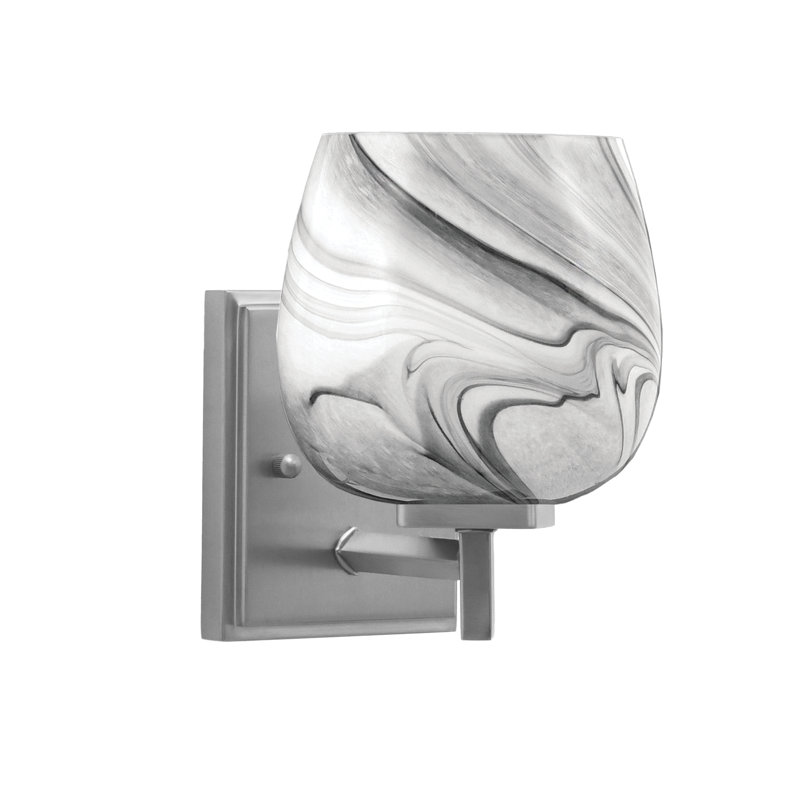 Fausley Wall Sconce Shown With 6" Onyx Swirl Glass, Graphite