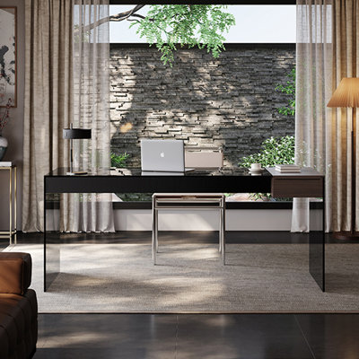 Bureau et chaise en verre trempé Creative Art