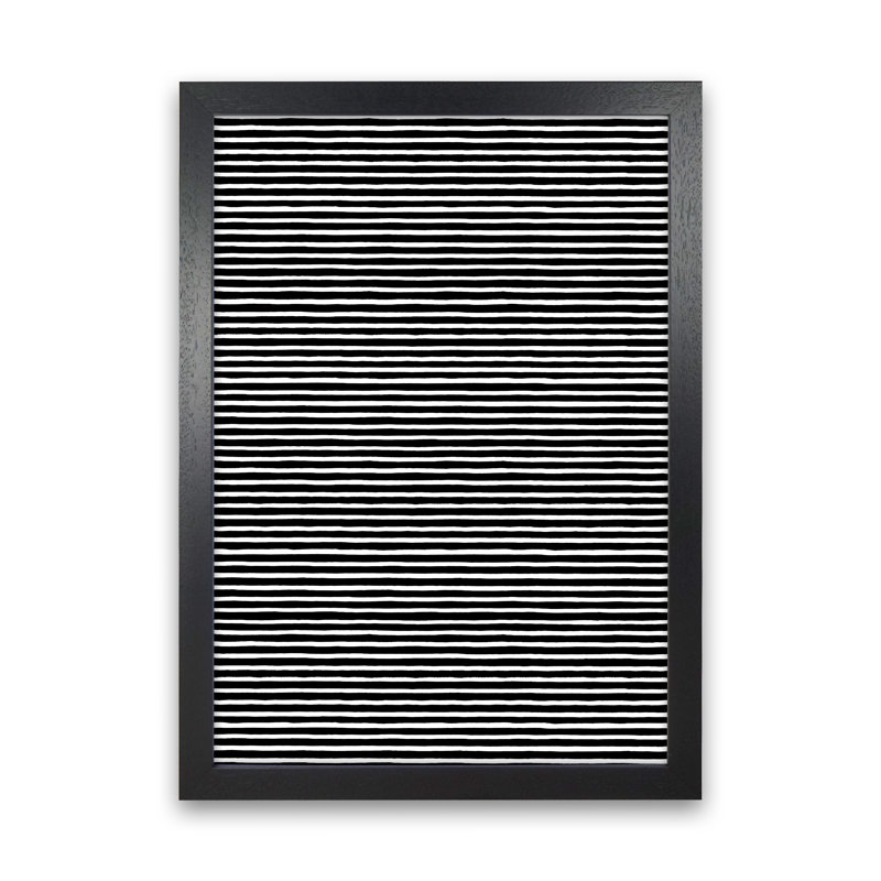 Marker Black Stripes - Print, 46cm H x 34cm W x 3cm D, Black Framed