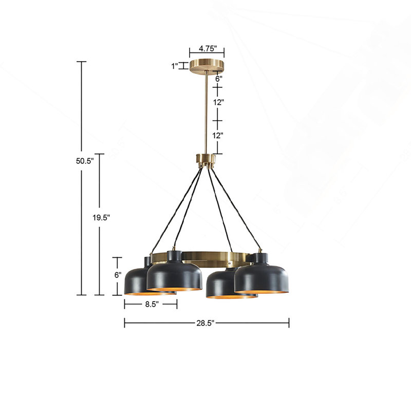 Metal 4-Light Shade Chandelier