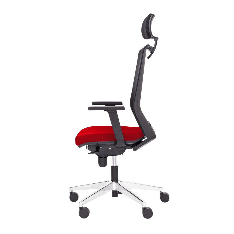 Office Chair with Headrest, Red, Adjustable Armrests