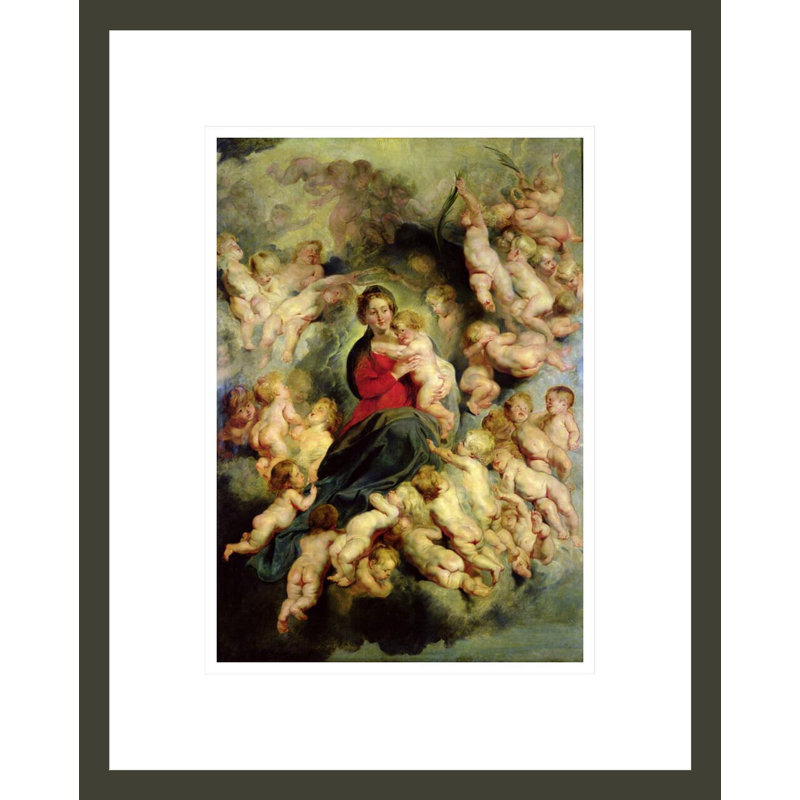 La Vierge à l'enfant entourée des saints Innocents ou La Vierge aux anges par Peter Paul Rubens, impression giclée encadrée