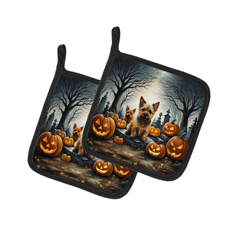 Norwich Terrier Spooky Halloween - paire de poignées