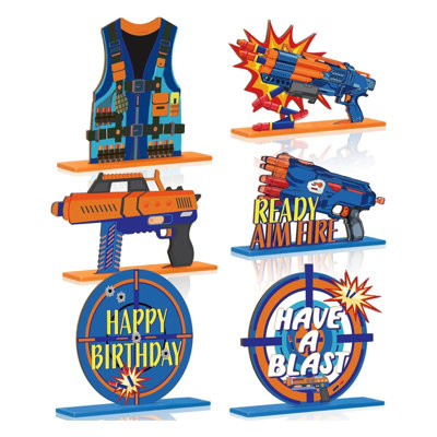 6 Pcs Wooden Dart Battle Party Table Decorations Centerpiece Set