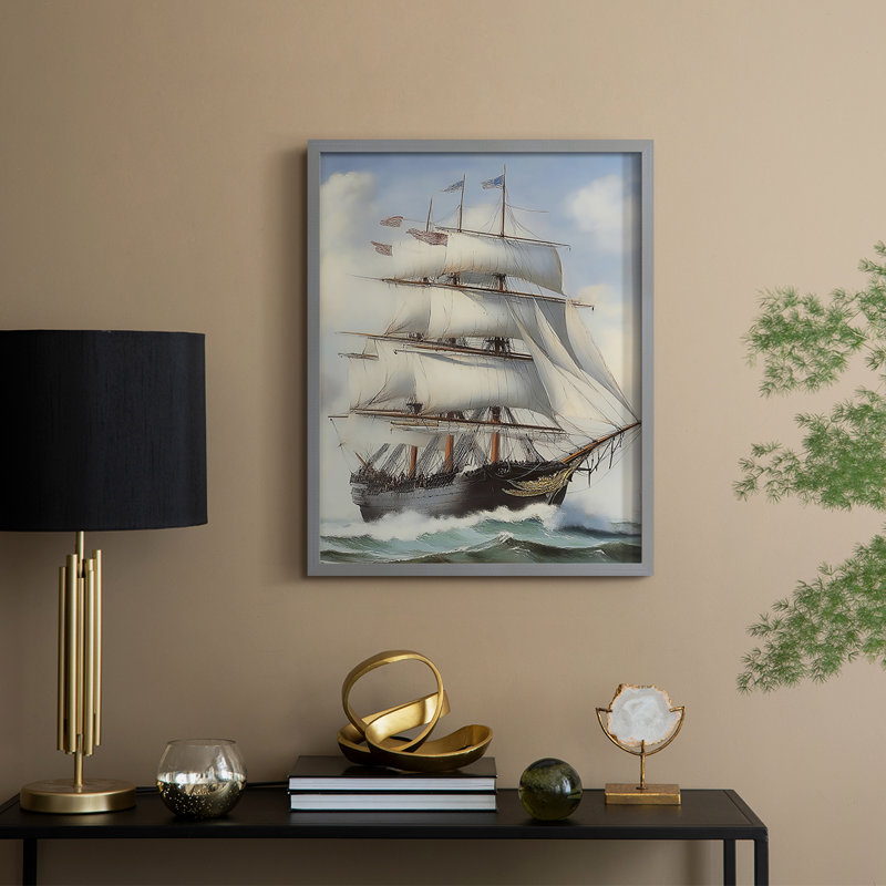 NAUTICAL Series Lxxvi, reproduction encadrée - bois massif, Gris, H 11 po x l 9 po