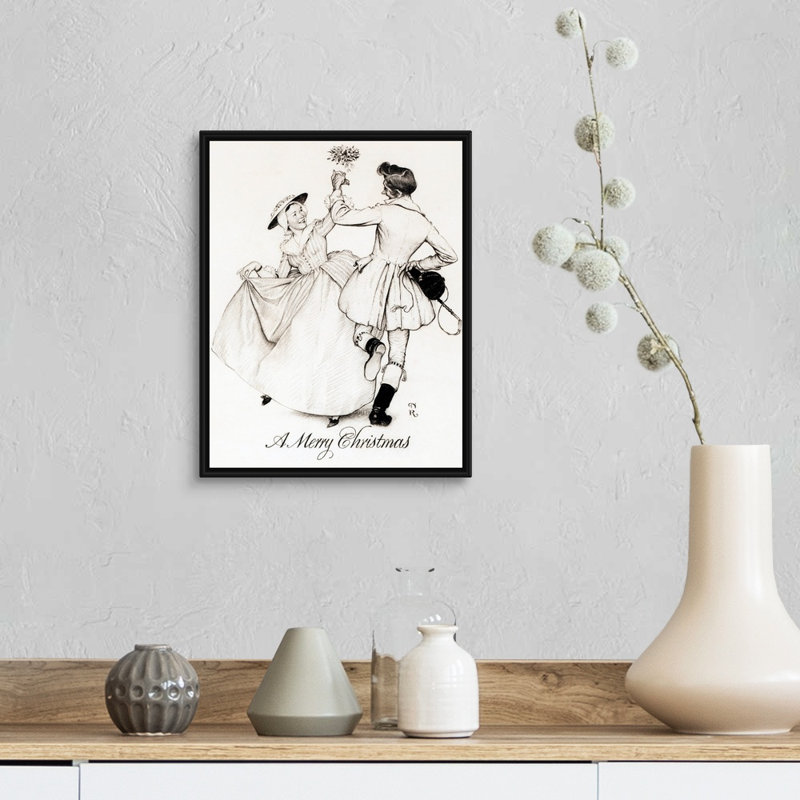 Art mural sur toile Mistletoe Dance, Cadre flottant noir, H 16 po x l 13 po x P 1,75 po