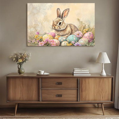 Easter egg Jesus rabbit canvas mural Jesus Christ rabbit and Easter egg canvas printing Christian home decoration