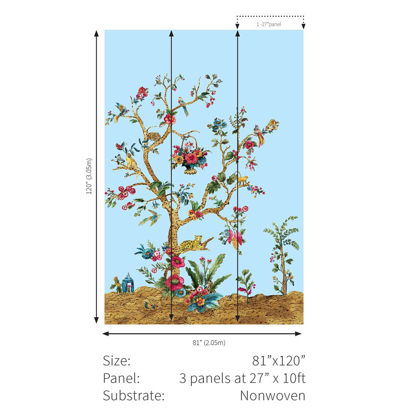Tureka Floral Wallpaper, Sky Blue