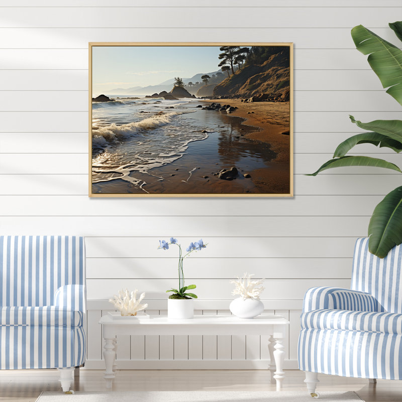 «Altun Beach Tranquil Tide I», reproduction sur toile, 34" H x 44" W, White Picture Framed