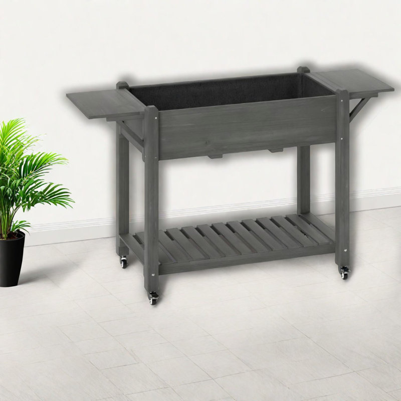 Multifunctional Wooden Planters With Storage And Mobility For Home Garden