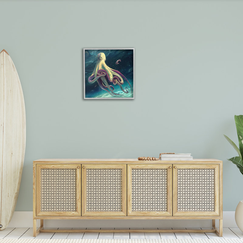 «Deep Water Octopus», art de la giclée encadrée par Vlad Mel, Estampe numérique Farmhouse, H 24 po x l 24 po