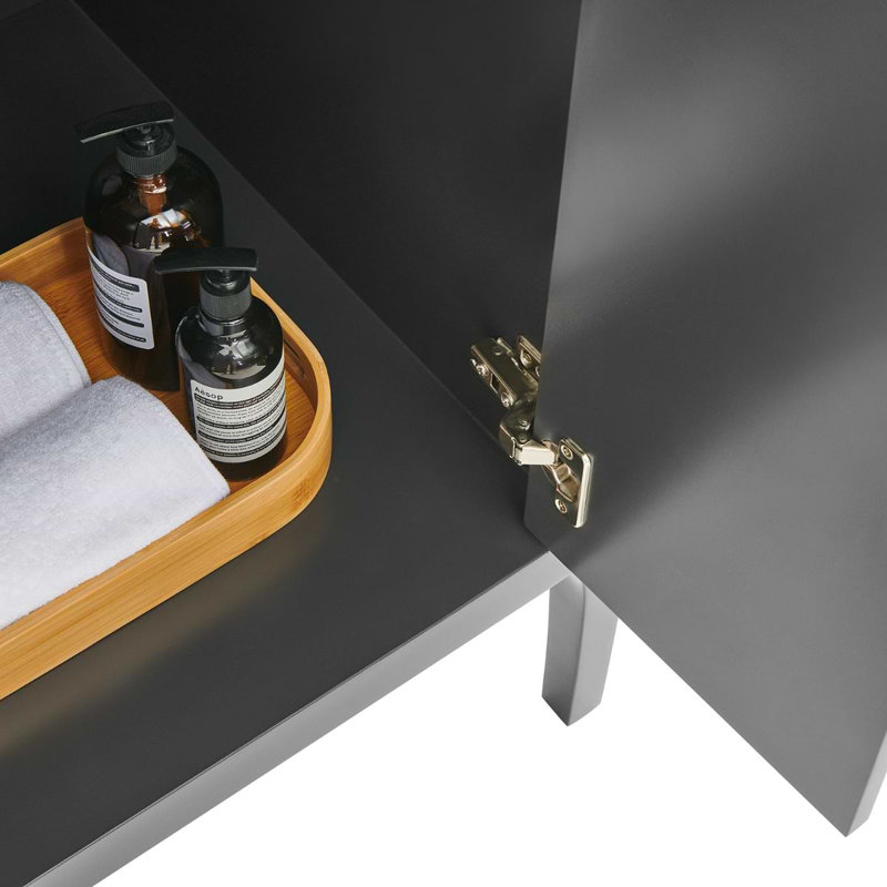 Province 24" Freestanding Standard Single Bathroom Vanity with Top, Charcoal/Gold, Gold Zinc Alloy