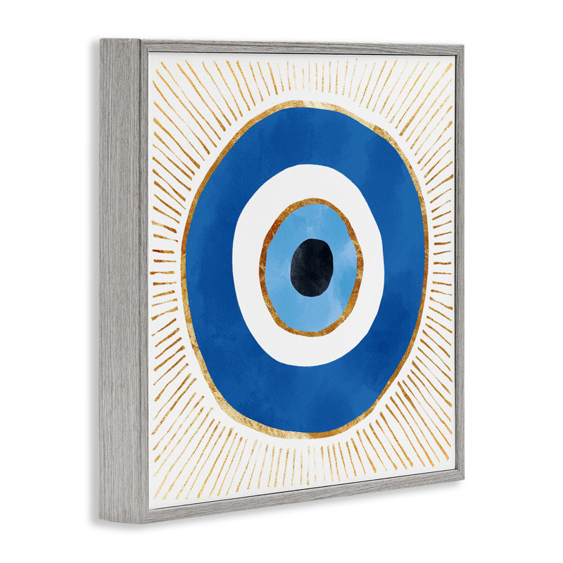 Symbole du mauvais œil rayé, peinture sur cadre en panneau de fibres à densité moyenne, H 24 po x l 24 po x P 1,5 po