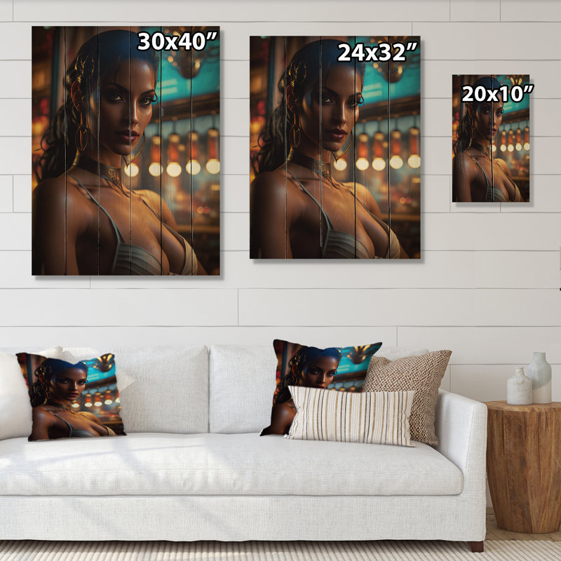 «Lush Young Woman», impression sensuelle sur bois de pin naturel, H 20 po x l 10 po x P 0,78 po