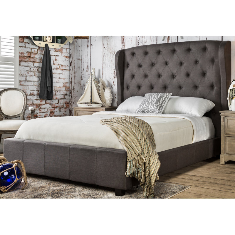 Lit tapissier standard Florenza, Gris, Très grand