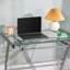 Bryanna Glass Top Metal Base Computer Desk-22494029