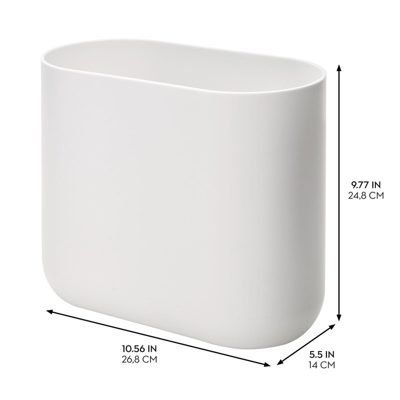 Ensemble de 2 petites poubelles de salle de bain ovales en plastique iDesign, Blanc