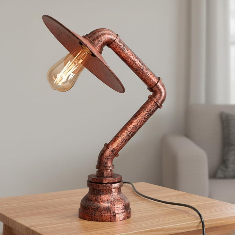 Industrial Steampunk Pipe Lamp, Vintage Retro Desk Light, Creative Water Pipe Table Lamp 31cm, E27 Lighting Fixture for Bedside, Living Room, Bedroom, Study Room, Bar, Restaurant