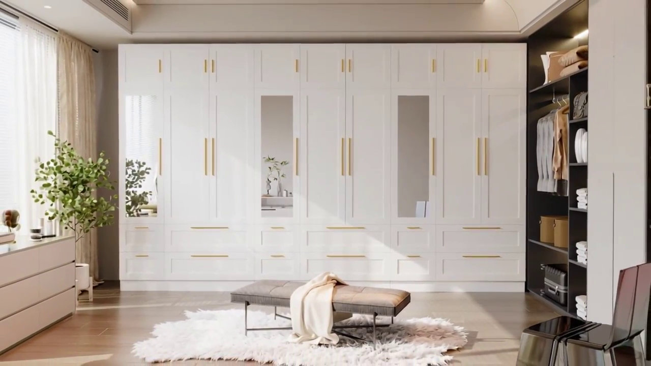 Hokku Designs Spacious Three-Piece Closet System With Mirror