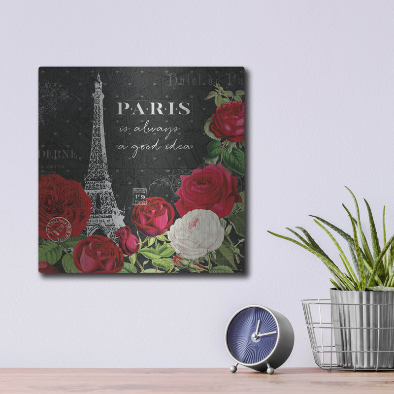 «Rouge Paris 2 Black» par Katie pertiet, art mural en métal, H 12 po x l 12 po