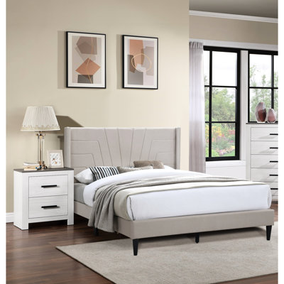 Lit très grand Eastern avec tête de lit tapissier en toile de jute brune