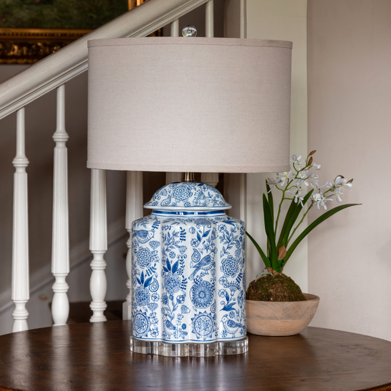 Porcelain Table Lamp With Linen Shade