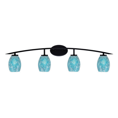 Kurve 4 Light Bath Bar With 5" Turquoise Fusion Glass