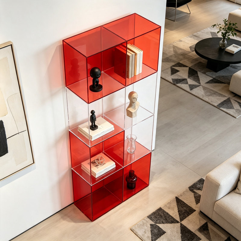 Bibliothèque rouge, H 62,99 po x l 31,5 po x P 11,81 po