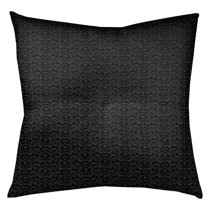 Coussin décoratif en toile Katelyn Elizabeth, 26 po x 26 po, Noir / blanc
