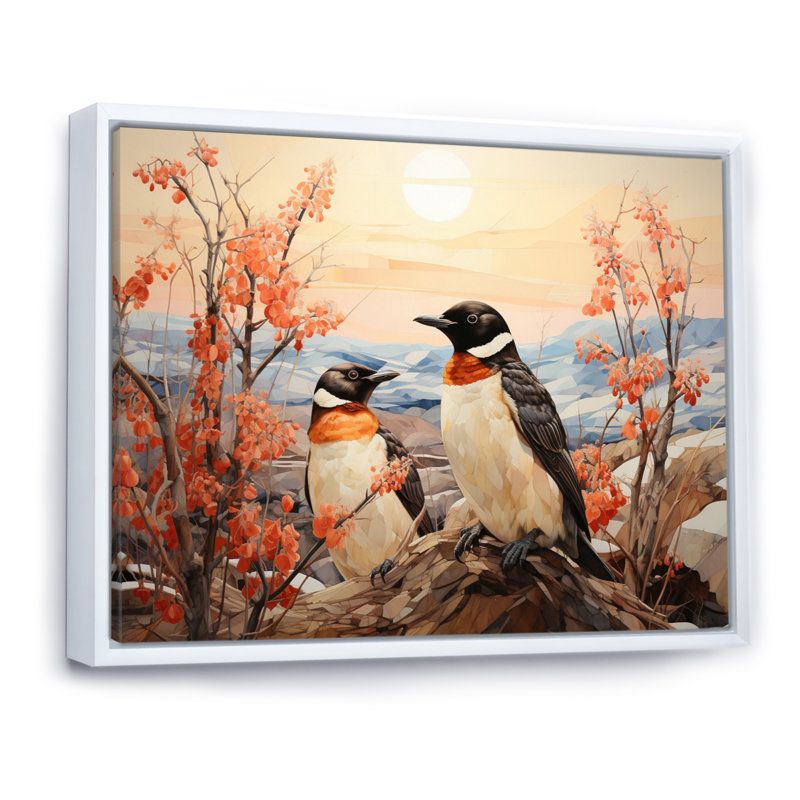 Penguins Journey Pastoral II - Animals Wall Art Prints, H 16 po x l 32 po x P 1 po, Cadre flottant blanc