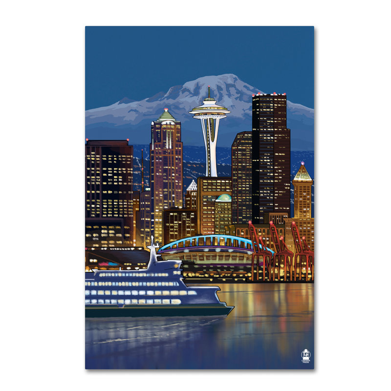 Kadey 'Seattle' Graphic Art Print on Canvas, 47" H x 30" W x 2" D