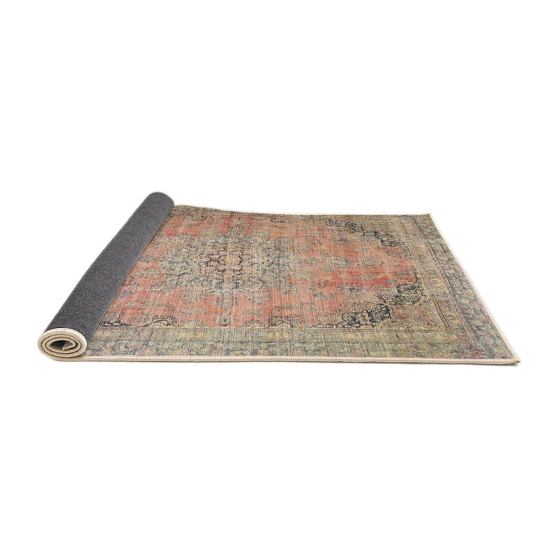 Tapis traditionnel rouge / vert, Rond 6 pi
