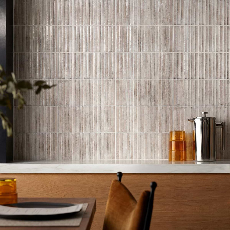 Curve Fluted 6X12 3D Glossy Ceramic Tile, Gray