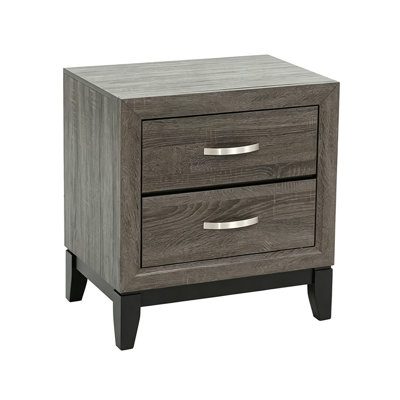 2 Drawer Nightstand Modern Bedside Table with Storage, Wood Grain Finish, Solid Wood Frame, Bedroom End Table, 24" Wide