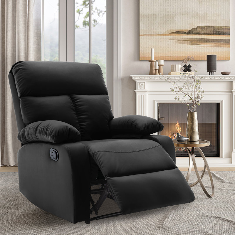 Petit fauteuil inclinable manuel pour adultes, similicuir, Noir, noir, noir, noir