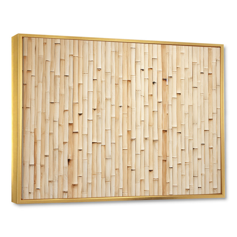 Minimalisme beige bambou sérénité - art mural en bambou, H 12 po x l 20 po x P 1 po, Cadre flottant doré