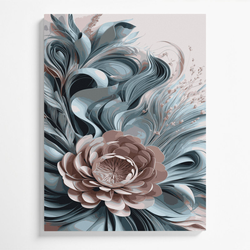 «Abstract Florals 71», art mural sur toile grise, H 14 po x l 11 po