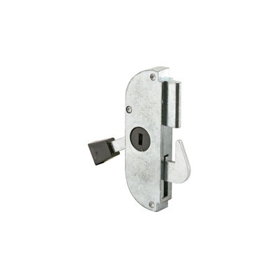 Serrure interne et levier pour porte coulissante FHC E2077, boîtier en métal et crochet en acier, embout de levier en plastique, 3 po de hauteur, 15/16 po de profondeur, finition grise, paquet simple