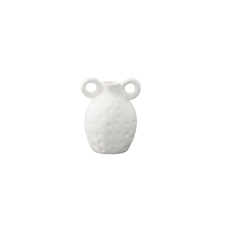 Vase en céramique rond Pelike blanc mat
